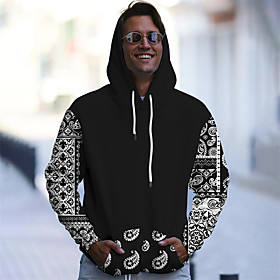 Homme Unisexe Sweat-shirt à capuche Tribal Imprimés Photos Imprimer du quotidien Des sports 3D effet Décontractée Designer Pulls Capuche Pulls molletonnés Noir