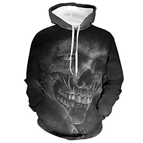 Homme Unisexe Sweat-shirt à capuche Imprimés Photos Crânes Imprimer du quotidien Des sports 3D effet Décontractée Designer Pulls Capuche Pulls molletonnés Noir