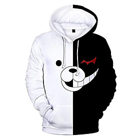 noir blanc ours sweats à capuche pull veste à glissière uniforme danganronpa monokuma cosplay costumes hommes unisexe anime jeu décontracté à manches longues s