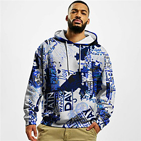 Homme Unisexe Sweat-shirt à capuche Imprimés Photos Lettre Imprimer du quotidien Des sports 3D effet Décontractée Designer Pulls Capuche Pulls molletonnés Bleu