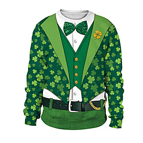 Homme Sweat-shirt Graphique Imprimer Décontractée du quotidien Vacances Décontractée Fête de la Saint-Patrick Pulls Capuche Pulls molletonnés Vert