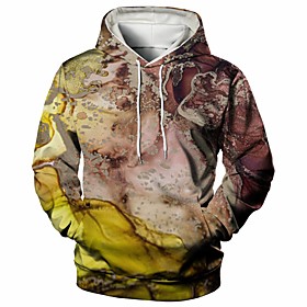 Homme Sweat-shirt à capuche Graphique Décontractée du quotidien Fin de semaine 3D effet Décontractée Pulls Capuche Pulls molletonnés Jaune