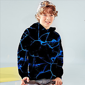 Sweat à capuche Garçon Enfants Manches Longues 3D effet 3D Print Bleu Enfants Hauts L'autume L'hiver Actif Mode du quotidien du quotidien Intérieur Extérieur S