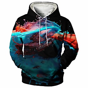 Homme Sweat-shirt à capuche Graphique Décontractée du quotidien Fin de semaine 3D effet Décontractée Pulls Capuche Pulls molletonnés Bleu