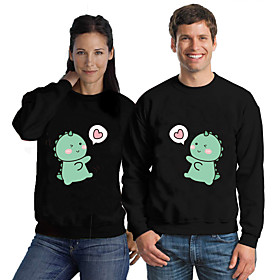 Homme Femme Couple Sweat-shirt Sweat Cœur Animal Imprimer du quotidien Des sports Estampage à chaud Coton basique Vêtement de rue Pulls Capuche Pulls molletonn