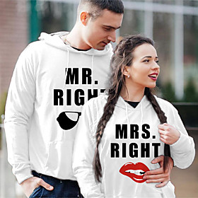 Homme Femme Couple Sweat à capuche Sweat-shirt Texte Motif pour Lèvres Poche avant Imprimer Des sports Fin de semaine Estampage à chaud Coton Actif Vêtement de