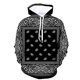 Homme Sweat-shirt à capuche Style Bohème Graphique Tribal Décontractée du quotidien Vacances Décontractée Grand et grand Pulls Capuche Pulls molletonnés Noir e