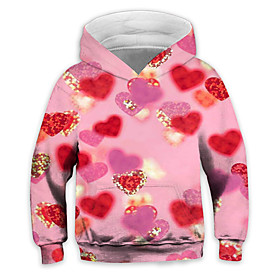 Sweat à capuche Garçon Enfants Manches Longues 3D effet Cœur Poche Rose Claire Enfants Hauts L'autume L'hiver Actif Mode du quotidien du quotidien Intérieur Ex