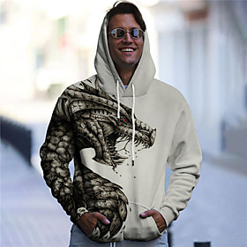 Homme Unisexe Sweat-shirt à capuche Dragon Imprimés Photos Imprimer du quotidien Des sports 3D effet Décontractée Designer Pulls Capuche Pulls molletonnés Gris