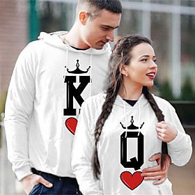 Homme Femme Couple Sweat à capuche Sweat-shirt Cœur Lettre Poche avant Imprimer Des sports Fin de semaine Estampage à chaud Coton Actif Vêtement de rue Pulls C