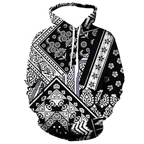 Homme Unisexe Sweat-shirt à capuche Tribal Imprimés Photos Imprimer du quotidien Des sports 3D effet Décontractée Designer Pulls Capuche Pulls molletonnés Noir