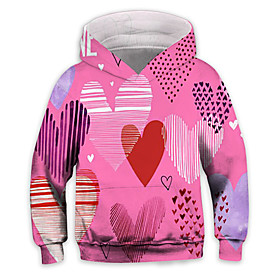 Sweat à capuche Garçon Enfants Manches Longues 3D effet Cœur Poche Rose Claire Enfants Hauts L'autume L'hiver Actif Mode du quotidien du quotidien Intérieur Ex