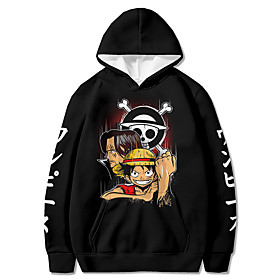 Inspiré par One Piece Monkey D.Luffy Sweat à capuche Anime 100 % Polyester Animé Harajuku Art graphique Kawaii Sweat à capuche Pour Homme / Femme / Couple