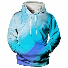 Homme Sweat-shirt à capuche Graphique Décontractée du quotidien Fin de semaine 3D effet Décontractée Pulls Capuche Pulls molletonnés Bleu