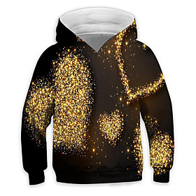 Sweat à capuche Garçon Enfants Manches Longues 3D effet Cœur Poche Jaune Enfants Hauts L'autume L'hiver Actif Mode du quotidien du quotidien Intérieur Extérieu