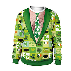 Homme Sweat-shirt Bande dessinée Graphique Imprimer Décontractée du quotidien Vacances Décontractée Fête de la Saint-Patrick Pulls Capuche Pulls molletonnés Ve