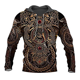 Homme Sweat-shirt à capuche Graphique Armure Lacet Imprimer Décontractée du quotidien Vacances 3D effet Vêtement de sport Décontractée Pulls Capuche Pulls moll