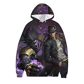 Inspiré par L'aventure bizarre de JoJo Kujo Jotaro Sweat à capuche Anime 100 % Polyester Animé 3D Harajuku Art graphique Sweat à capuche Pour Homme / Femme / C