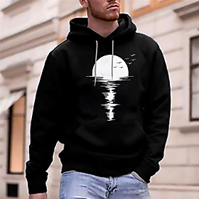 Homme Unisexe Sweat-shirt à capuche Imprimés Photos MOON Imprimer du quotidien Des sports 3D effet Décontractée Designer Pulls Capuche Pulls molletonnés Blanch