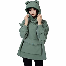 Inspiré par Ahegao Grenouille Costume de Cosplay Sweat à capuche Pur coton Plein Fermeture éclair Sweat à capuche Pour Homme / Femme / Couple