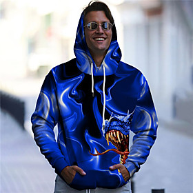 Homme Unisexe Sweat-shirt à capuche Dragon Imprimés Photos Imprimer du quotidien Des sports 3D effet Décontractée Designer Pulls Capuche Pulls molletonnés Bleu