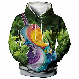 Homme Sweat-shirt à capuche Graphique Décontractée du quotidien Fin de semaine 3D effet Décontractée Pulls Capuche Pulls molletonnés Vert