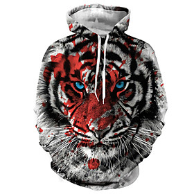 Homme Unisexe Sweat-shirt à capuche Imprimés Photos tigre Imprimer du quotidien Des sports 3D effet Décontractée Designer Pulls Capuche Pulls molletonnés Rouge