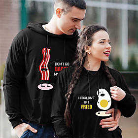 Homme Femme Couple Sweat à capuche Sweat-shirt Graphique Texte Poche avant Imprimer Des sports Fin de semaine Estampage à chaud Coton Actif Vêtement de rue Pul