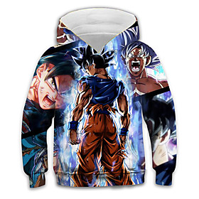 Sweat à capuche Garçon Enfants Dragon Ball Manches Longues 3D effet Animé Poche Bleu Enfants Hauts L'autume L'hiver Actif Mode du quotidien du quotidien Intéri