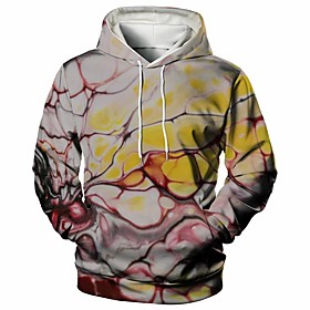 Homme Sweat-shirt à capuche Graphique Décontractée du quotidien Fin de semaine 3D effet Décontractée Pulls Capuche Pulls molletonnés Jaune