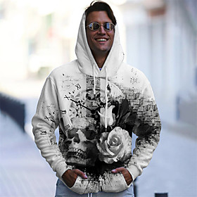 Homme Unisexe Sweat-shirt à capuche Imprimés Photos Fleur Imprimer du quotidien Des sports 3D effet Décontractée Designer Pulls Capuche Pulls molletonnés Noir