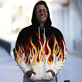 Homme Unisexe Sweat-shirt à capuche Imprimés Photos Flamme Imprimer du quotidien Des sports 3D effet Décontractée Designer Pulls Capuche Pulls molletonnés Jaun