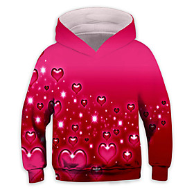 Sweat à capuche Garçon Enfants Manches Longues 3D effet Cœur Poche Rose Claire Enfants Hauts L'autume L'hiver Actif Mode du quotidien du quotidien Intérieur Ex