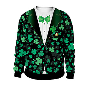 Homme Sweat-shirt Graphique Imprimer Décontractée du quotidien Vacances Décontractée Fête de la Saint-Patrick Pulls Capuche Pulls molletonnés Vert