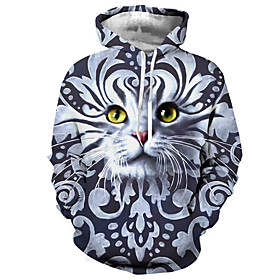 Homme Unisexe Sweat-shirt à capuche Chat Imprimés Photos Imprimer du quotidien Des sports 3D effet Décontractée Designer Pulls Capuche Pulls molletonnés Gris