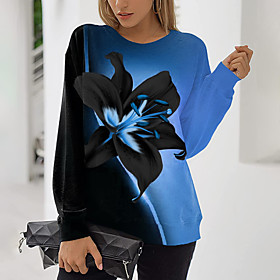 Femme Sweat-shirt Sweat Floral Bloc de couleur Imprimer Décontractée Des sports Vacances 3D effet Actif Vêtement de rue Pulls Capuche Pulls molletonnés Vert Bl