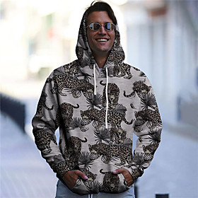 Homme Unisexe Sweat-shirt à capuche Léopard Imprimés Photos Animal Imprimer du quotidien Des sports 3D effet Décontractée Designer Pulls Capuche Pulls molleton