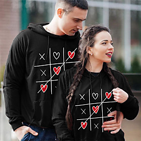 Homme Femme Couple Sweat à capuche Sweat-shirt Cœur Poche avant Imprimer Des sports Fin de semaine Estampage à chaud Coton Actif Vêtement de rue Pulls Capuche