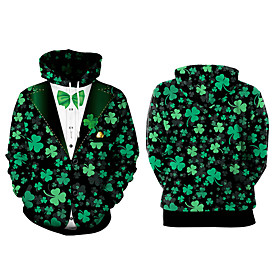 Homme Sweat-shirt à capuche Graphique Imprimer Décontractée du quotidien Vacances Décontractée Fête de la Saint-Patrick Pulls Capuche Pulls molletonnés Vert