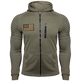 Homme Sweat à capuche zippé Veste Graphique Drapeau National Décontractée du quotidien Vacances Décontractée Grand et grand Pulls Capuche Pulls molletonnés Gri