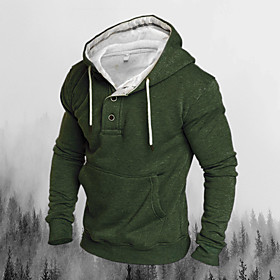 Homme Sweat-shirt à capuche Couleur unie Poche avant Décontractée du quotidien Vacances Décontractée Grand et grand Pulls Capuche Pulls molletonnés Vert