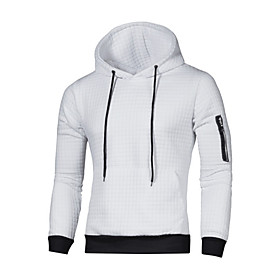 Homme Sweat-shirt à capuche Couleur unie Lacet Décontractée du quotidien Vacances Vêtement de sport Décontractée Pulls Capuche Pulls molletonnés Blanche Noir G