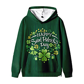 Sweat à capuche Unisexe Enfants Manches Longues 3D effet Lettre Vert Enfants Hauts L'autume L'hiver Actif du quotidien du quotidien Intérieur Saint Patrick Amp