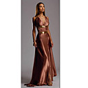 Brown Empire V-neck Sweep Train Satin Prom / Evening Dress (HSX065) Free Shipping