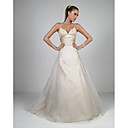Princess A-line V-neck Chapel Train Satin Organza Wedding Dresses for Bride HSX142