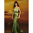 Trumpet V-neck Court Train Taffeta Prom / Evening Dresses (HSX316)