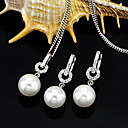 Cultured Pearl Shining White Gold Plated Earring + Pendant Set(SZZ-0017)
