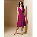 A-line V-neck Knee-length Satin and Chiffon Bridesmaid Dress / Prom Dress HSX217