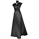 Black / RoyalBlue A-line V-neck Satin Prom / Evening Dress (HSX220) Free Shipping