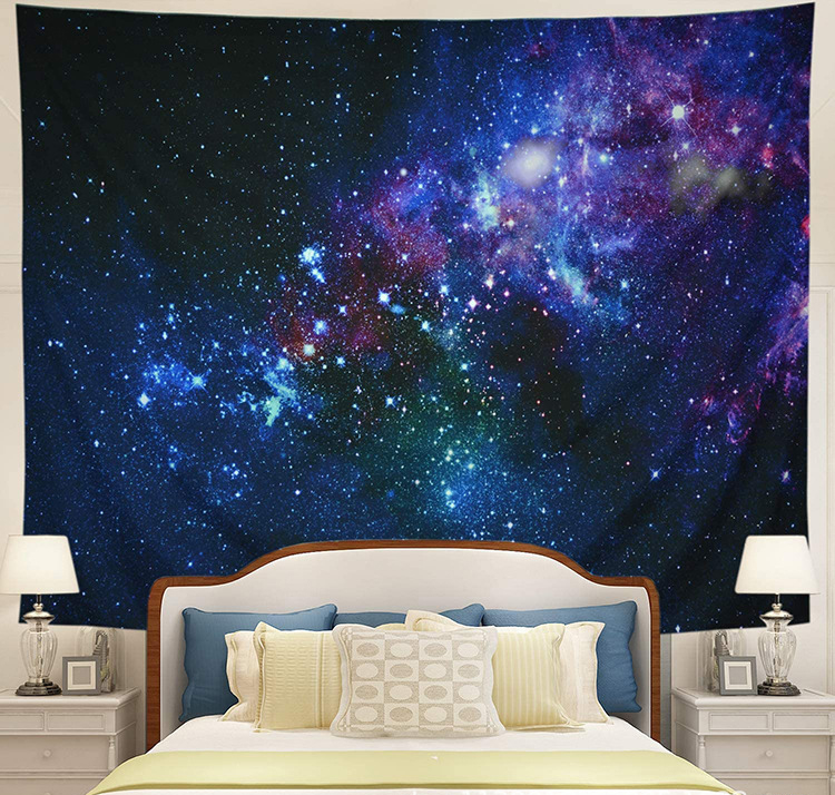 Galaxy Tapestry Starry Sky Psychedelic Space Landscape Purple Art Print ...